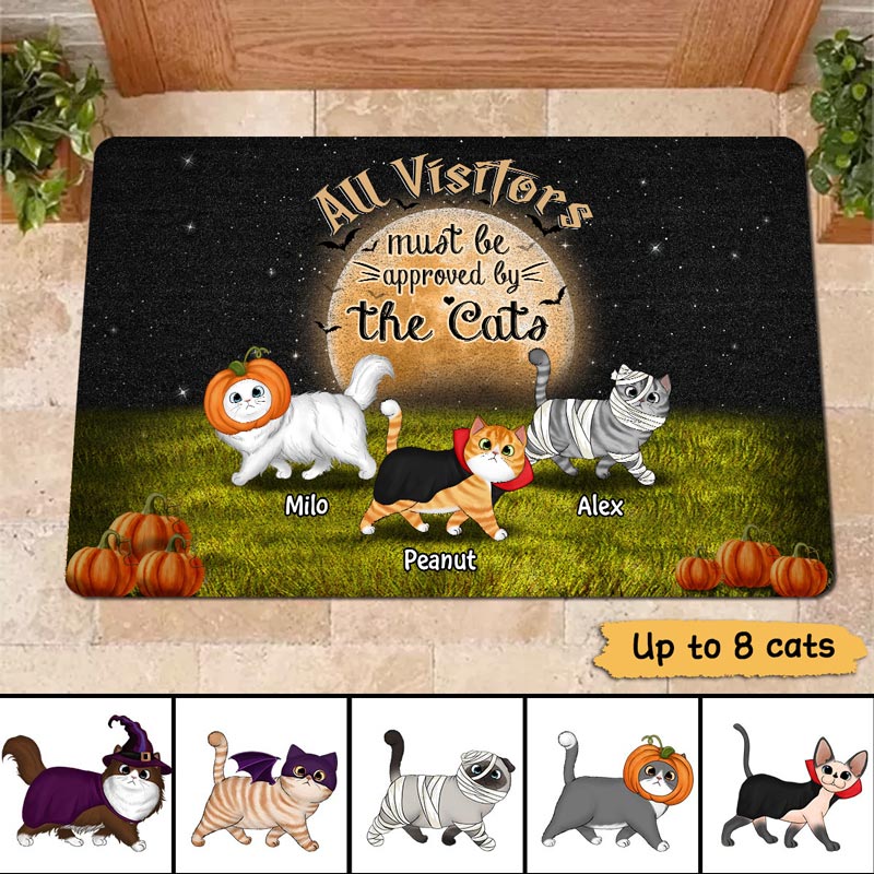 Halloween Visitors Approved By The Cats Personalized Doormat