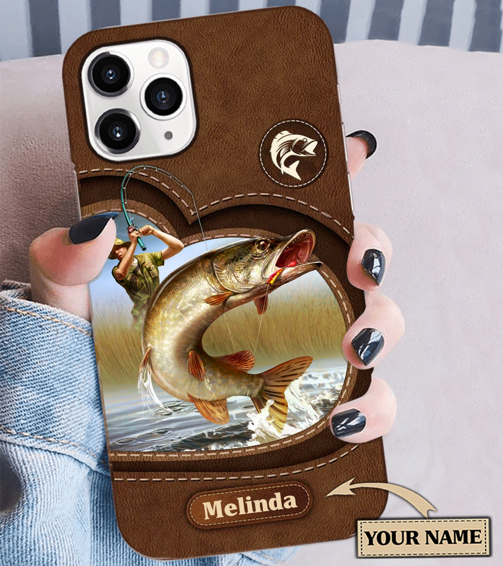 Personalized Fishing 9H Tempered Glass Phone Case