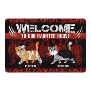Halloween Fluffy Cats Zombie Personalized Doormat