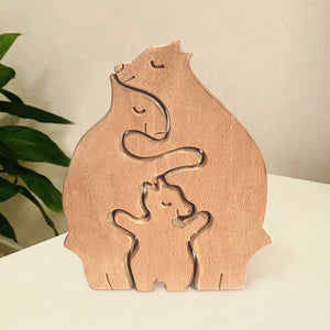 Family Is Forever - Gift For Family - Wooden Pet Carvings, Wood Sculpture Table Ornaments, Carved Wood Decor