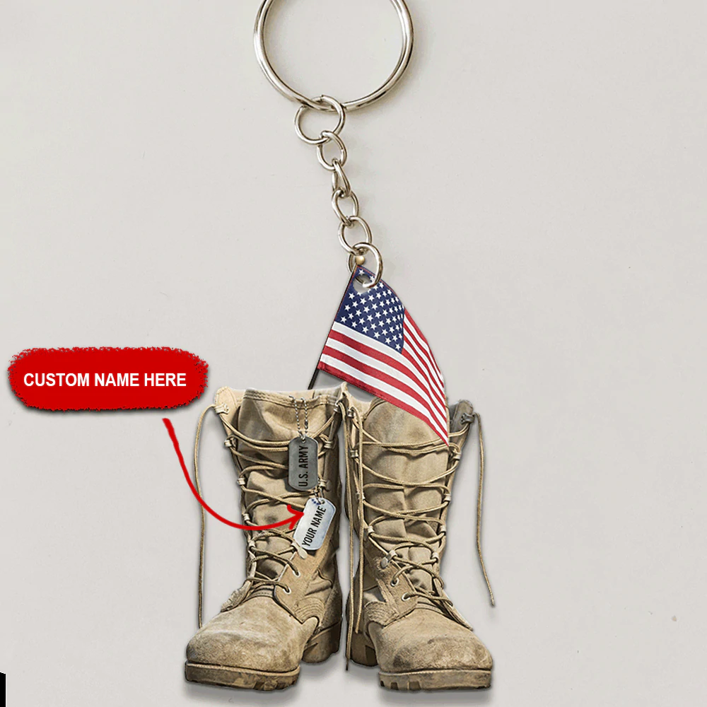 Personalized Acrylic Military Boots Keychain