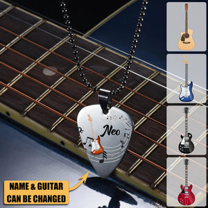 Personalized Guitar Pick Necklace - Name and Guitar Can Be Chaned
