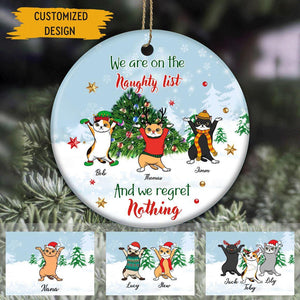 Cat Circle Ornament Customized Name and Breed We Are On The Naughty List
