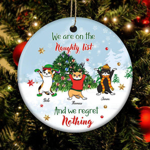 Cat Circle Ornament Customized Name and Breed We Are On The Naughty List