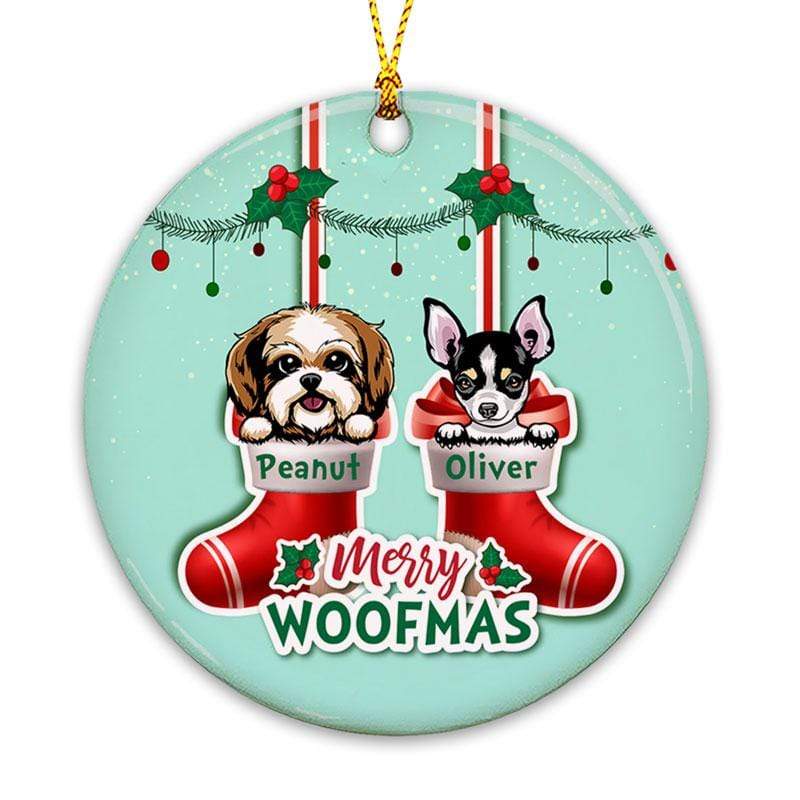 Christmas Dog Merry Woofmas Peeking Dog Personalized Dog Decorative Christmas Ornament