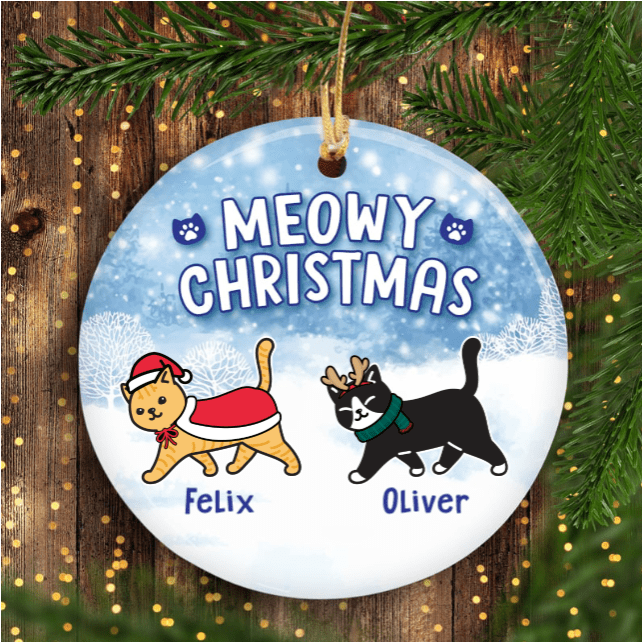 Christmas Meowy Christmas Walking Personalized Cat Decorative Christmas Ornament