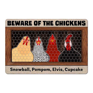 Beware Of The Chicken Personalized Doormat