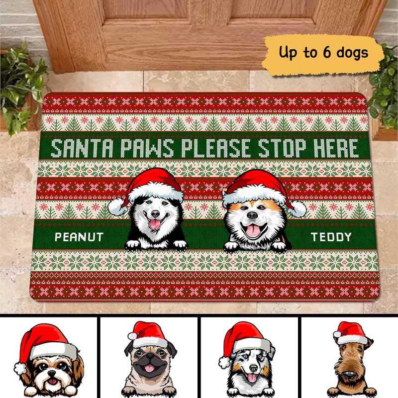 Christmas Dog Ugly Sweater Personalized Doormat