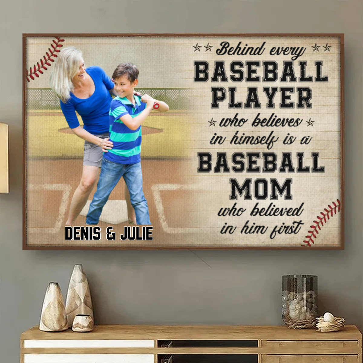 Baseball Player Who Believes In Himself - Family Personalized Custom Horizontal Poster - Gift For Family Members