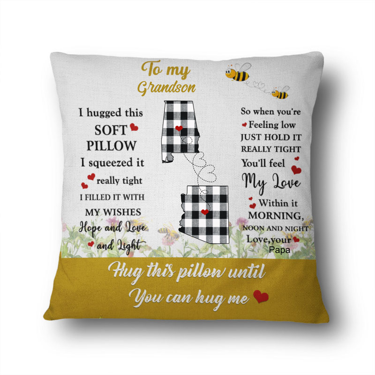 I Hug This Soft Pillow - Gift For Grandkids - Personalized Custom Pillow