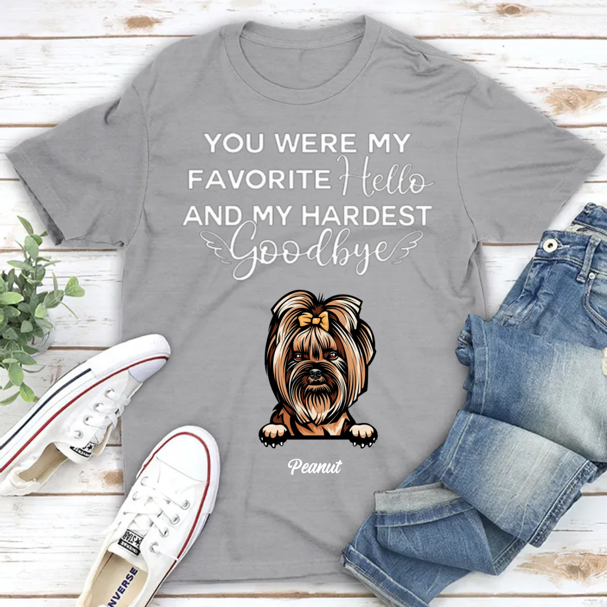 MY HARDEST GOODBYE DOG MEMORIAL PERSONALIZED CUSTOM T-SHIRT