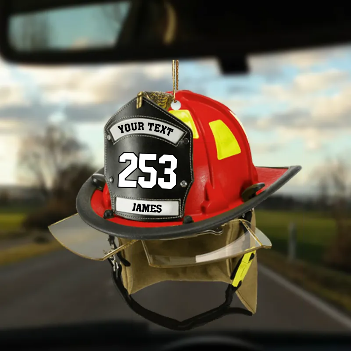 Personalized Firefighter Helmet Ornament - 2D Flat