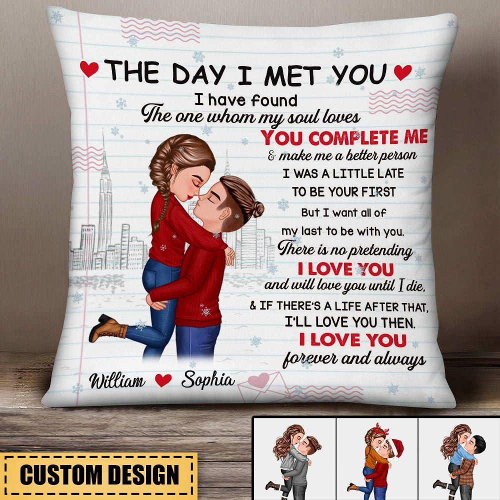 Merry Christmas Couple Kissing - I Love You Forever And Always - Personalized Pillow