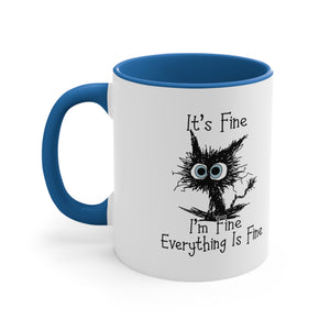 It's Fine I'm Fine Everything is Fine Coffee Mug, Funny, Humor, Cartoon, Gift for Her Him, Present, Birthday, Holiday