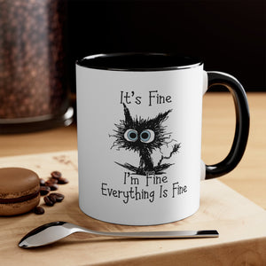 It's Fine I'm Fine Everything is Fine Coffee Mug, Funny, Humor, Cartoon, Gift for Her Him, Present, Birthday, Holiday