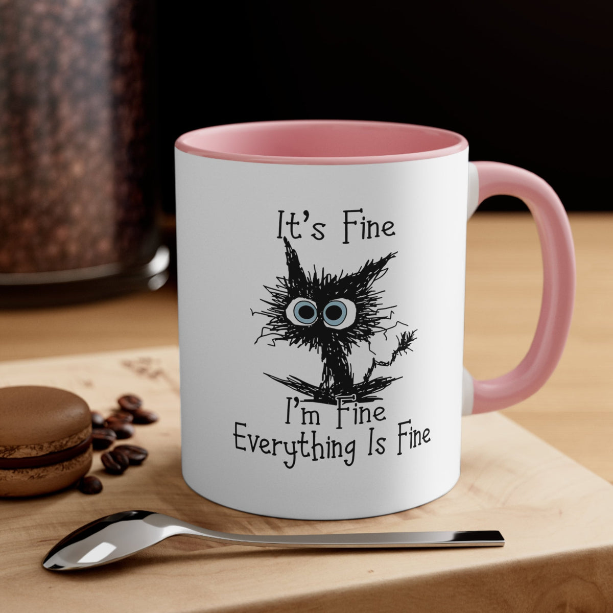 It's Fine I'm Fine Everything is Fine Coffee Mug, Funny, Humor, Cartoon, Gift for Her Him, Present, Birthday, Holiday