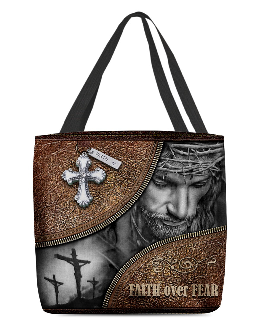 Customized All Over Tote Bag- Faith Over Fear - Canvas Material