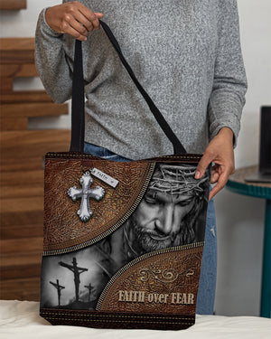 Customized All Over Tote Bag- Faith Over Fear - Canvas Material
