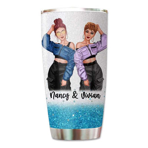 Cool Besties Coloful Glitter Texture Personalized Tumbler