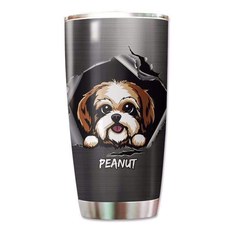 Peeking Dog Ragged Hole Torn Personalized Tumbler