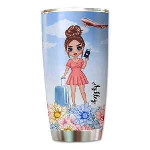 Travel Is My Therapy Flower Pastel Personalized Tumbler